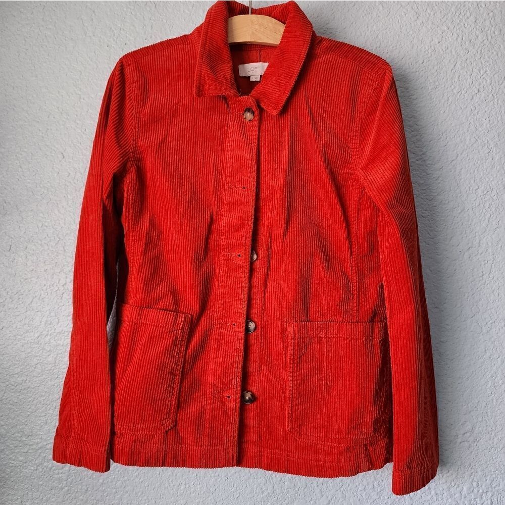 LOFT corduroy button front pockets boxi long sleeve shaket